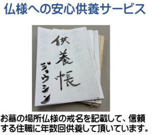 供養帳画像。お墓の場所・故人の戒名や情報を一人ずつ記入。